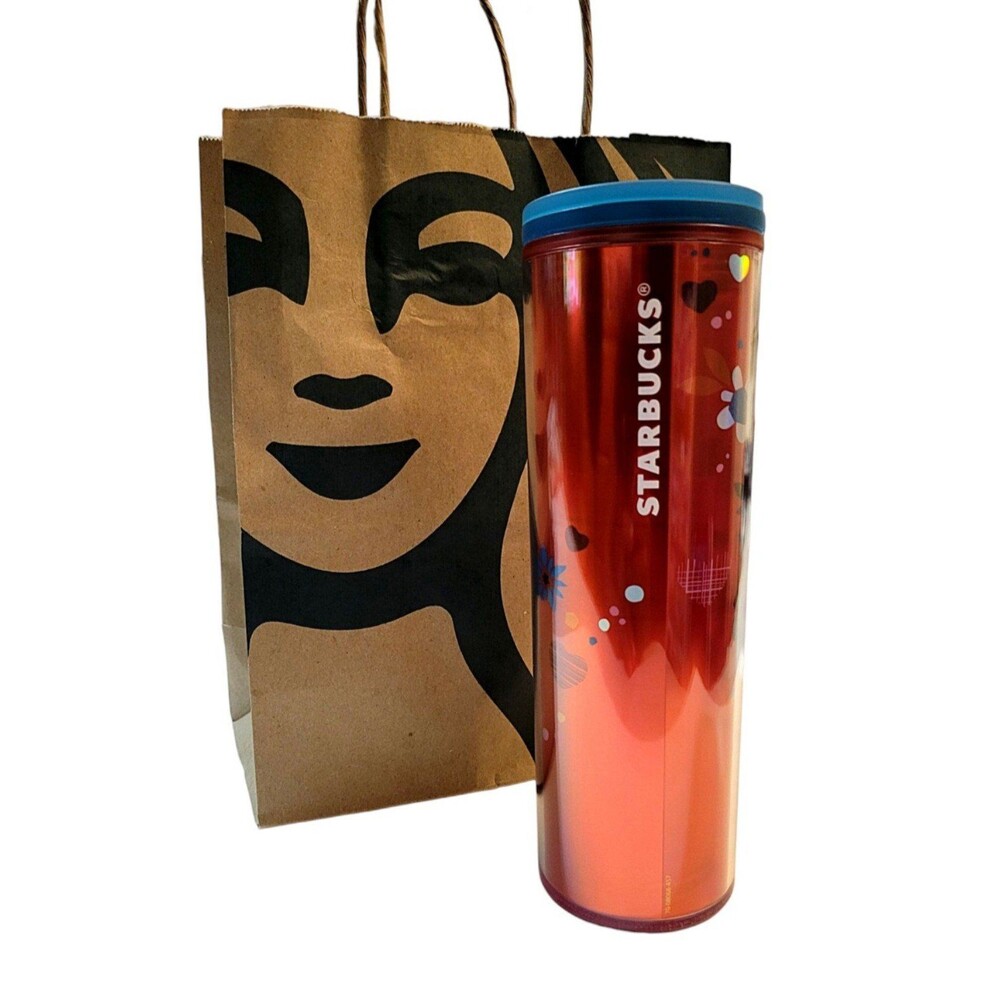 NWT Starbucks Valentines Day Red Love Floral Confetti Acrylic Tumbler 16 oz!